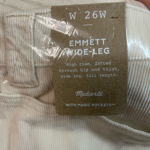 NWT Madewell Emmett 2.0 Wide Leg Corduroy Pants Antique Cream Women’s Plus Sizes - Picture 6 of 10